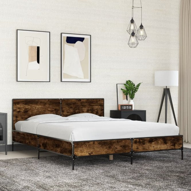 Bettgestell Schwarz 120x200 cm Holzwerkstoff und Metall