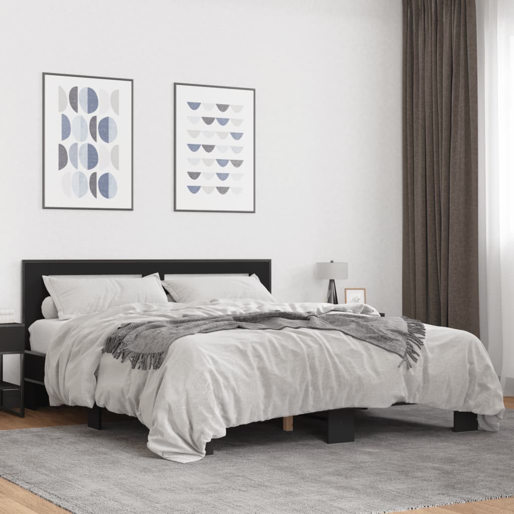 Bettgestell Sonoma-Eiche 200x200 cm Holzwerkstoff und Metall