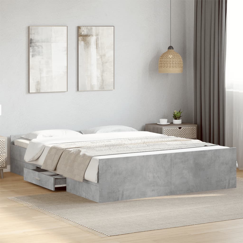 Bettgestell mit Schubladen Weiß 200x200 cm Holzwerkstoff