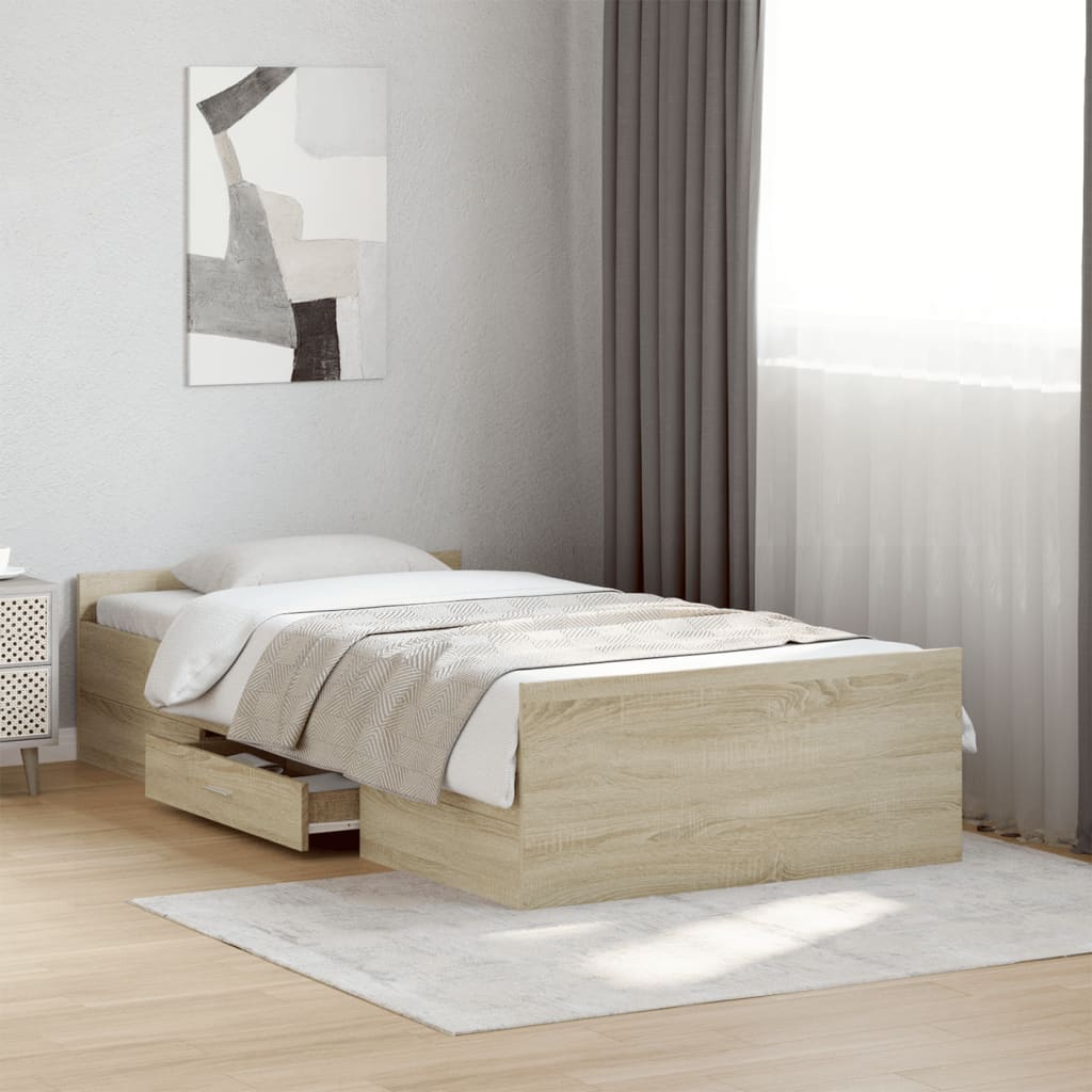 Bettgestell mit Schubladen Weiß 200x200 cm Holzwerkstoff