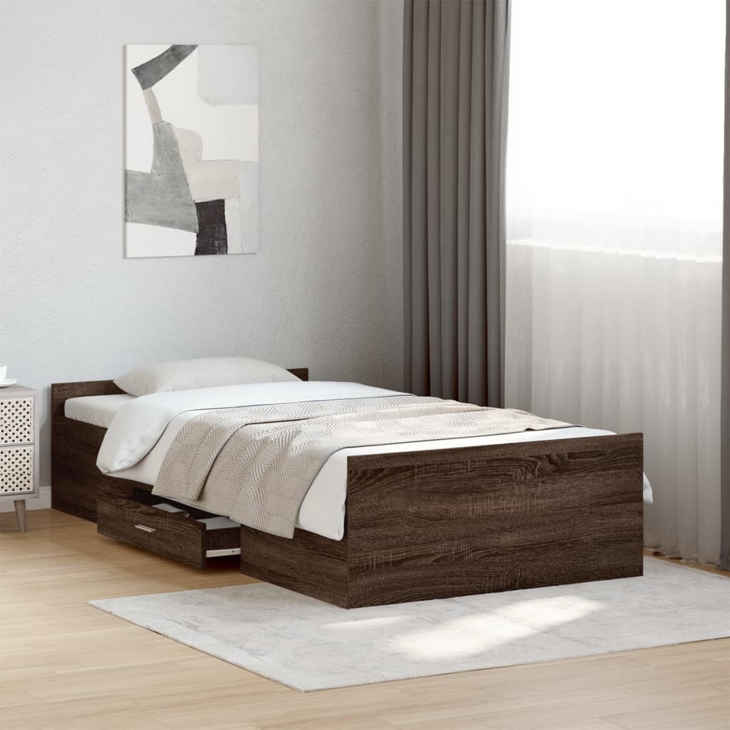 Bettgestell mit Schubladen Weiß 200x200 cm Holzwerkstoff