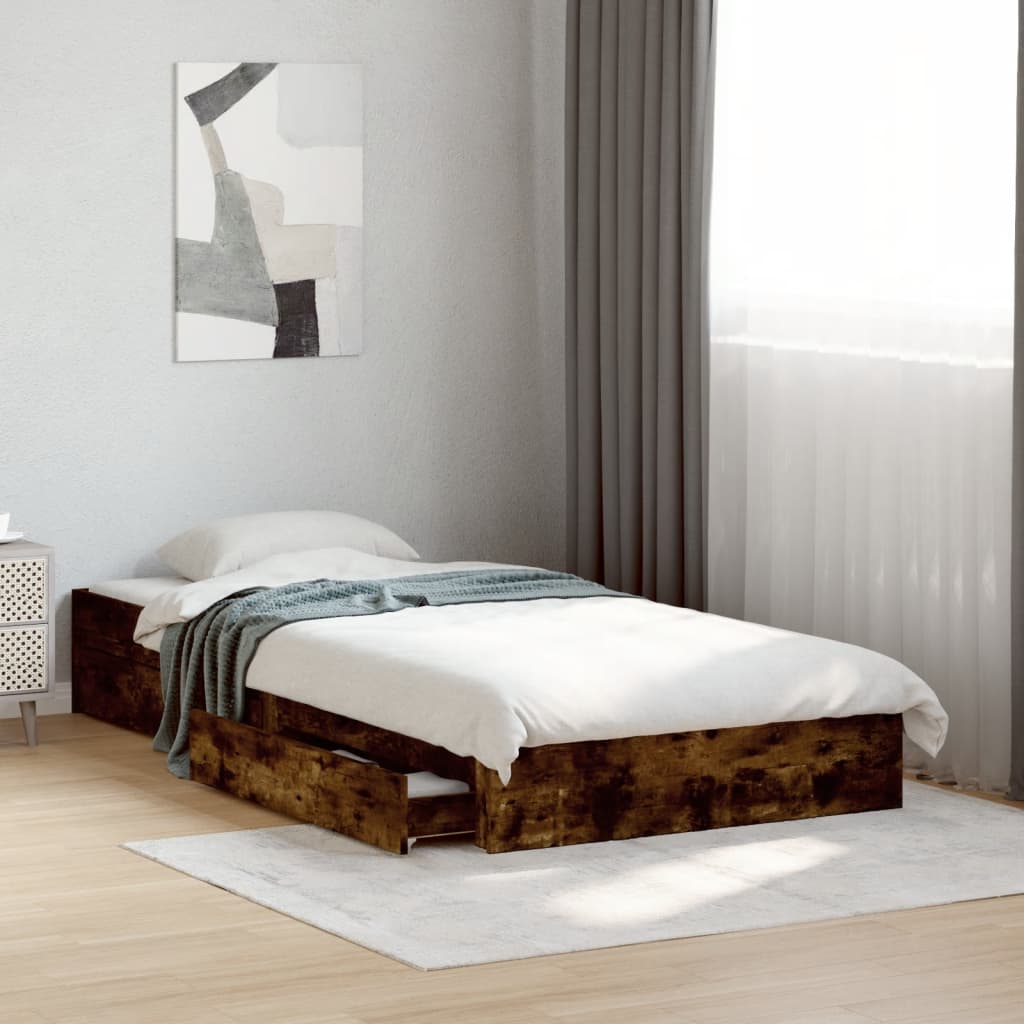 Bettgestell mit Schubladen Weiß 200x200 cm Holzwerkstoff