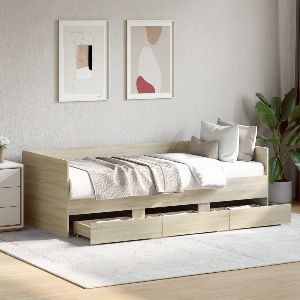 Tagesbett mit Schubladen ohne Matratze Weiß 100x200 cm