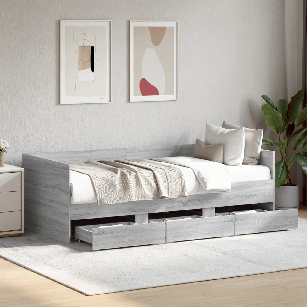 Tagesbett mit Schubladen ohne Matratze Weiß 100x200 cm