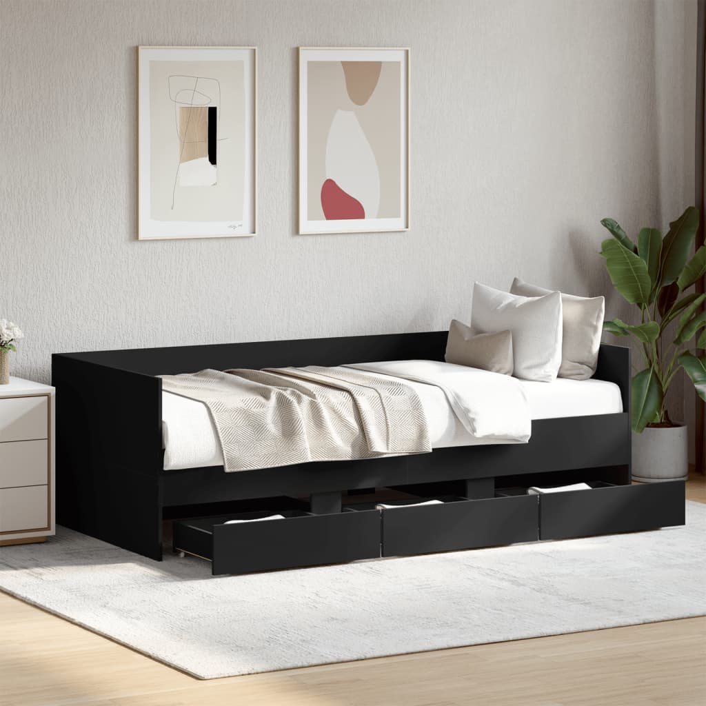 Tagesbett mit Schubladen ohne Matratze Weiß 100x200 cm