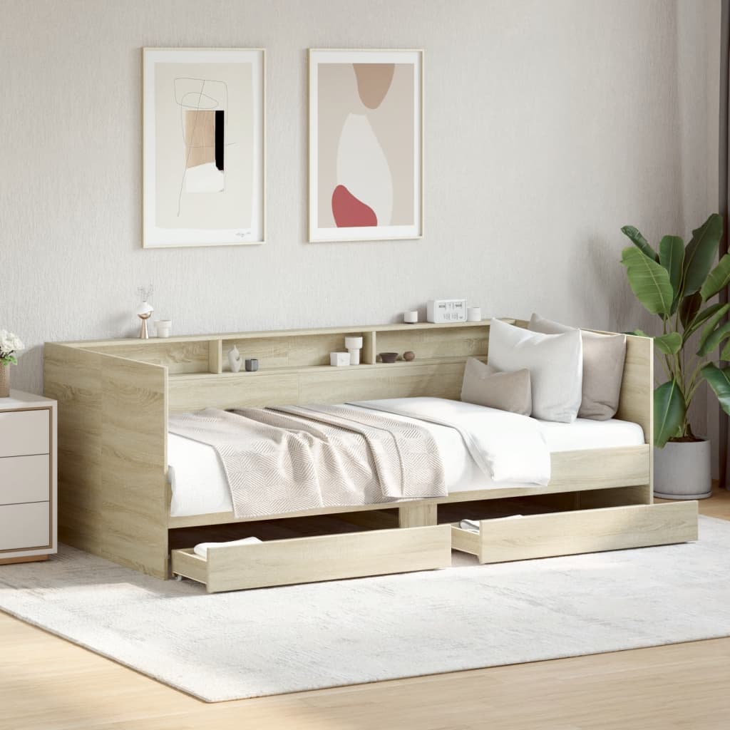 Tagesbett mit Schubladen ohne Matratze Weiß 100x200 cm