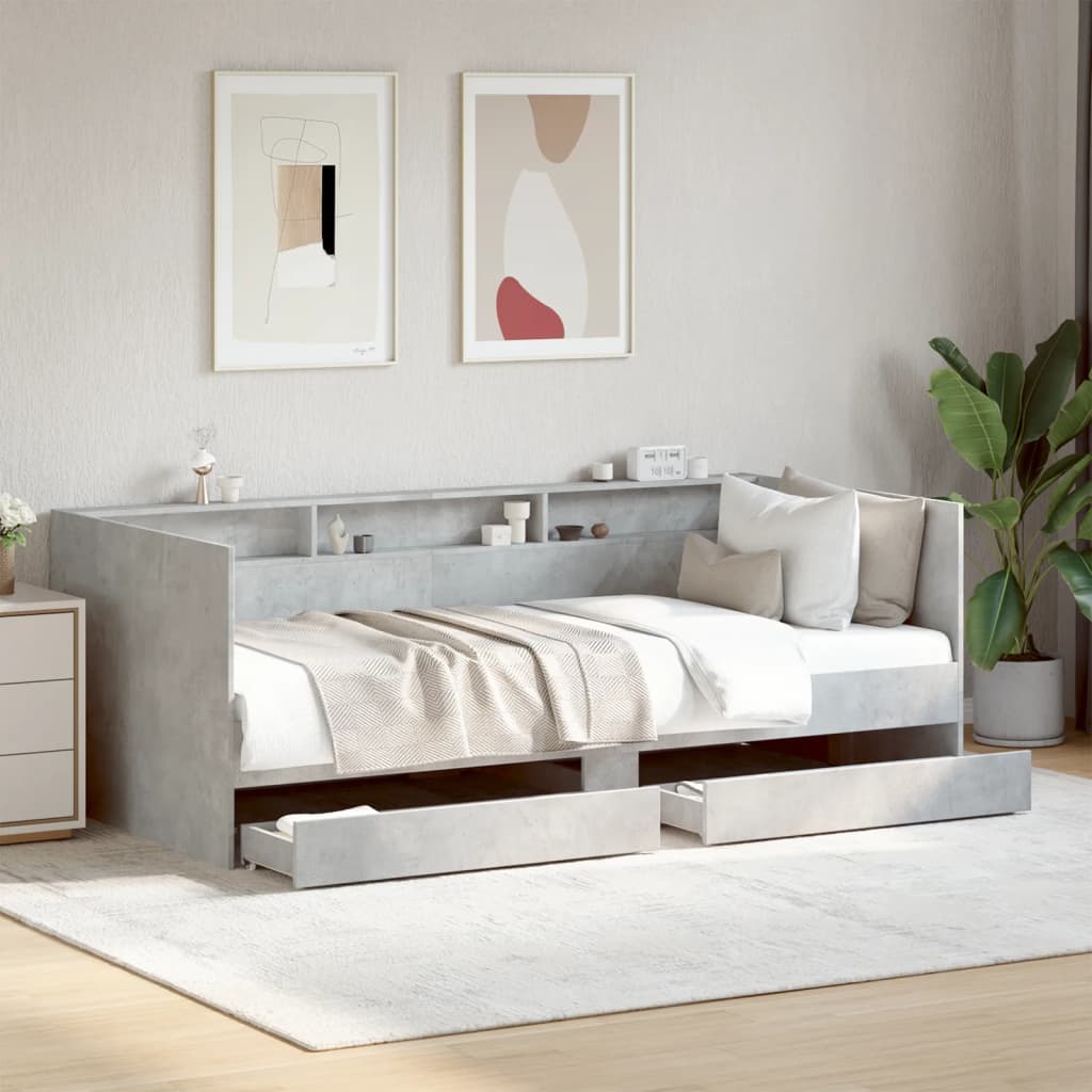 Tagesbett mit Schubladen ohne Matratze Weiß 100x200 cm