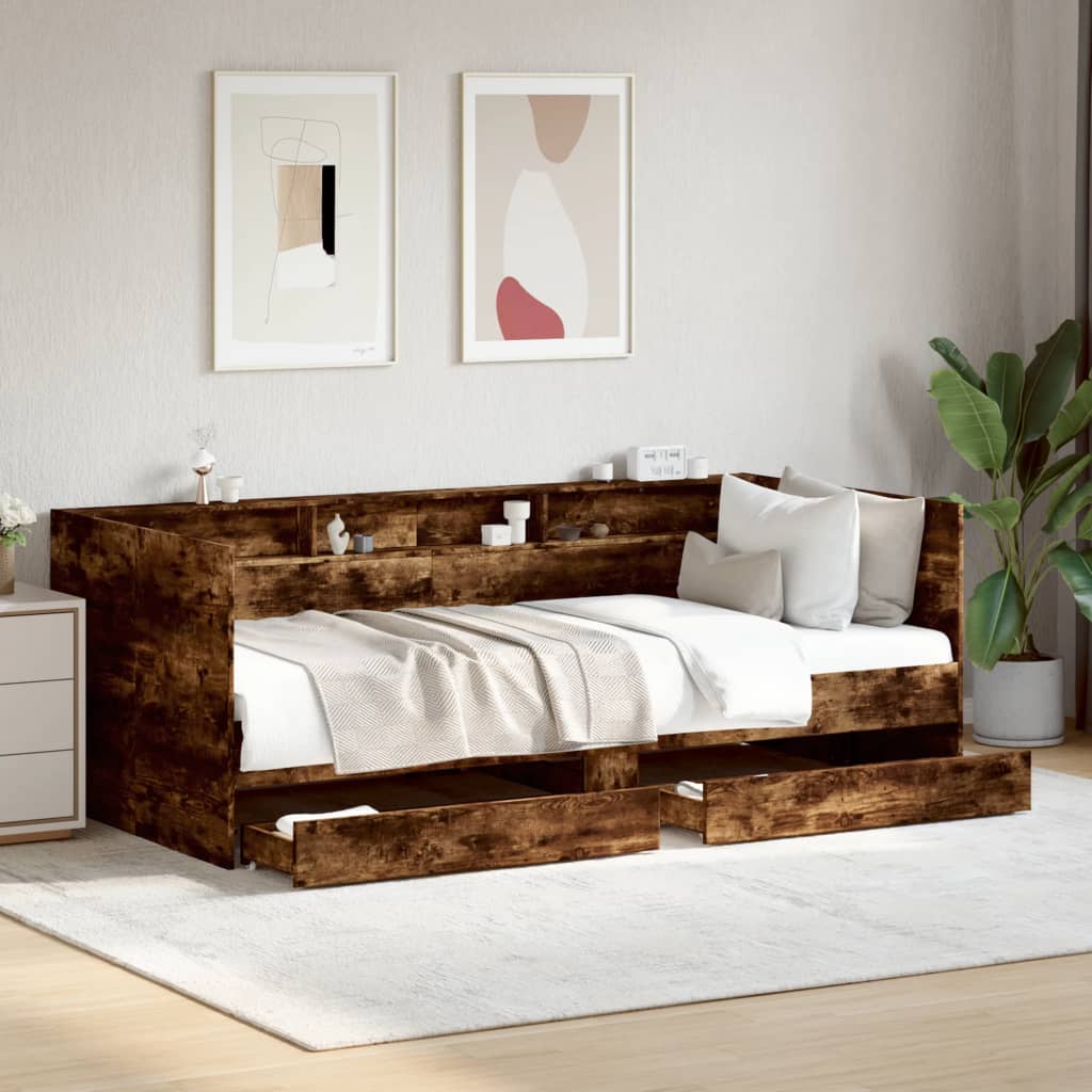 Tagesbett mit Schubladen ohne Matratze Weiß 100x200 cm