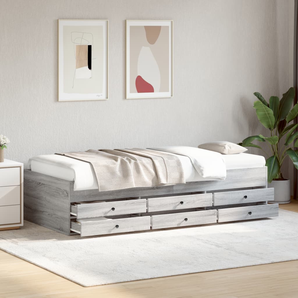 Tagesbett mit Schubladen ohne Matratze Weiß 100x200 cm