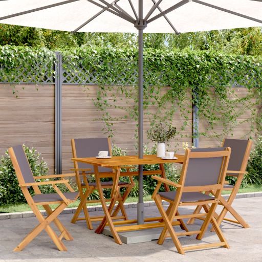 5-tlg. Garten-Essgruppe Stoff und Massivholz Cremeweiß