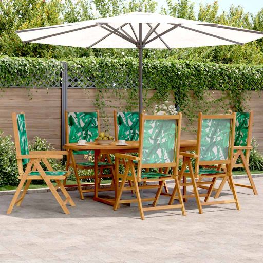 7-tlg. Garten-Essgruppe Stoff und Massivholz Beige