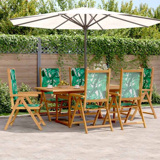 7-tlg. Garten-Essgruppe Stoff und Massivholz Beige