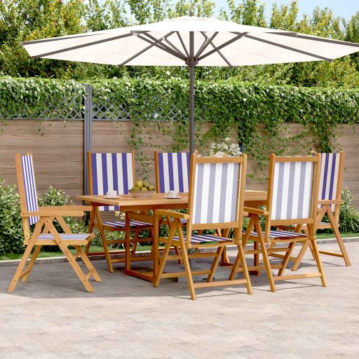 7-tlg. Garten-Essgruppe Stoff und Massivholz Beige