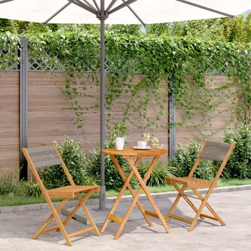3-tlg. Bistro-Set Schwarz Polypropylen und Massivholz