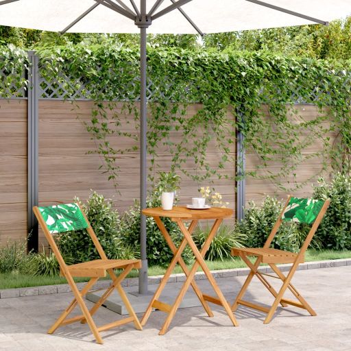 3-tlg. Bistro-Set Cremeweiß Stoff und Massivholz