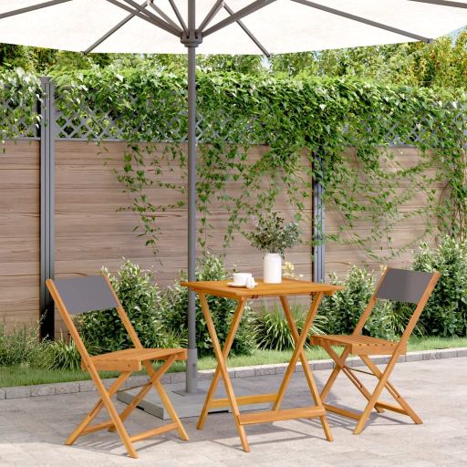 3-tlg. Bistro-Set Cremeweiß Stoff und Massivholz