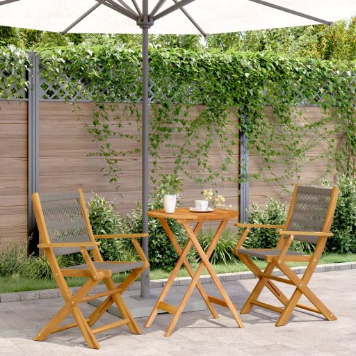 3-tlg. Bistro-Set Schwarz Polypropylen und Massivholz
