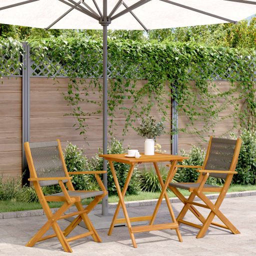 3-tlg. Bistro-Set Schwarz Polypropylen und Massivholz