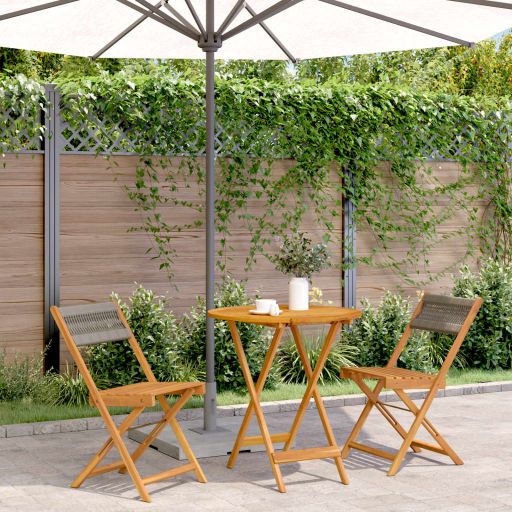 3-tlg. Bistro-Set Schwarz Polypropylen und Massivholz