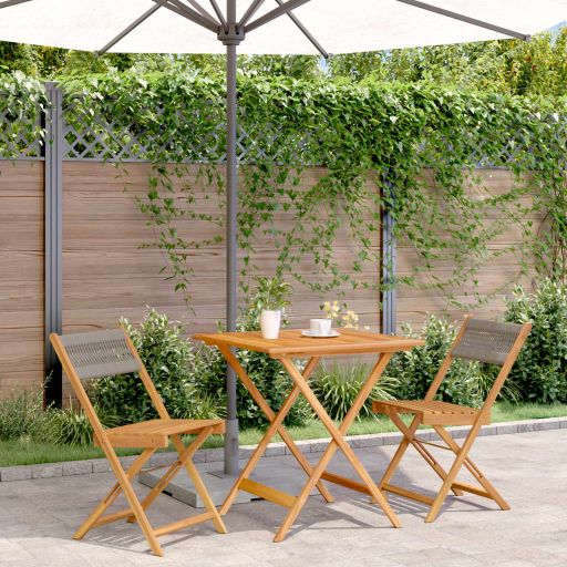 3-tlg. Bistro-Set Schwarz Polypropylen und Massivholz
