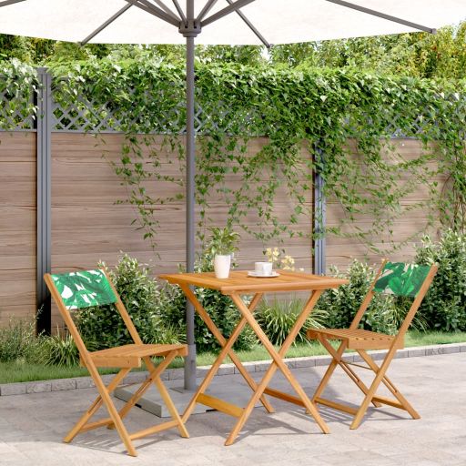 3-tlg. Bistro-Set Cremeweiß Stoff und Massivholz