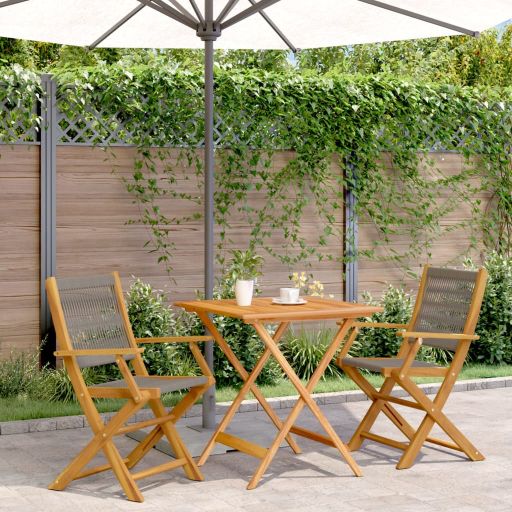 3-tlg. Bistro-Set Schwarz Polypropylen und Massivholz