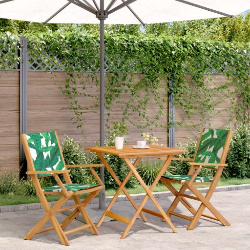 3-tlg. Bistro-Set Cremeweiß Stoff und Massivholz