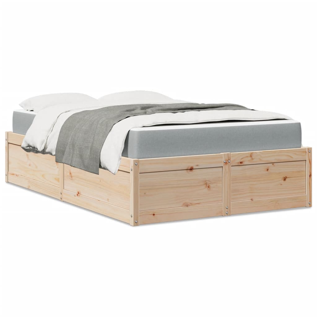 Bett mit Matratze Weiß 200x200 cm Massivholz Kiefer