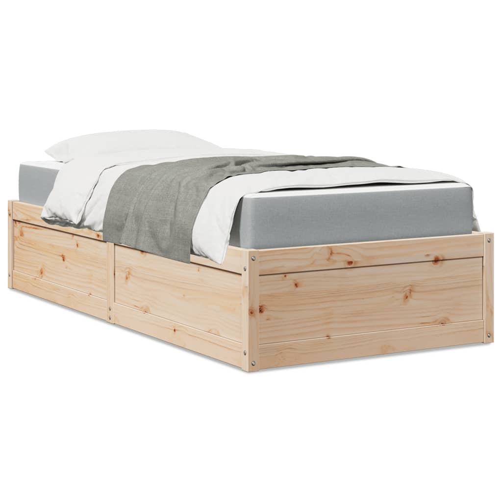 Bett mit Matratze Weiß 200x200 cm Massivholz Kiefer