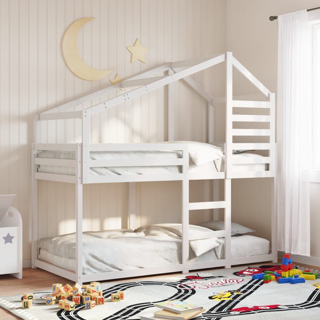 Etagenbett mit Dach 80x200 cm Massivholz Kiefer