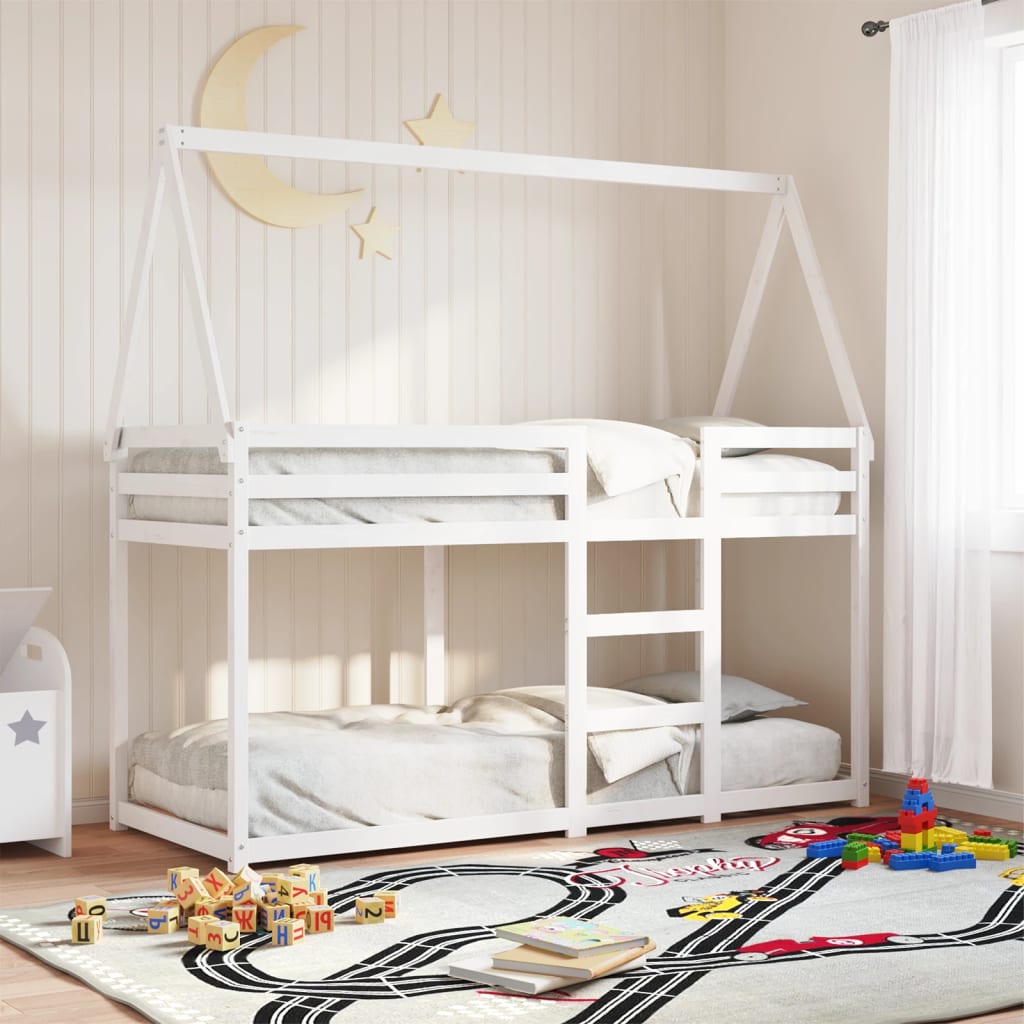 Etagenbett mit Dach Wachsbraun 90x200 cm Massivholz Kiefer