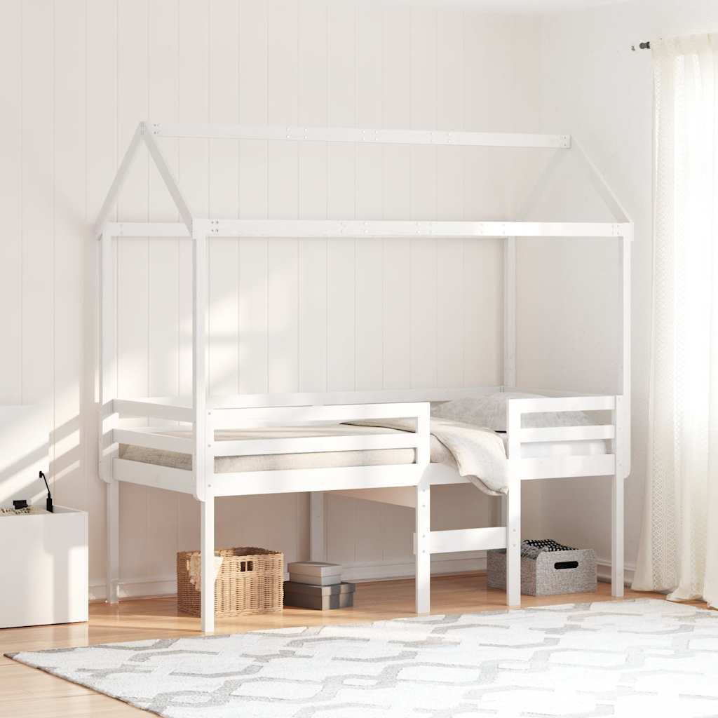 Hochbett mit Dach 90x200 cm Massivholz Kiefer