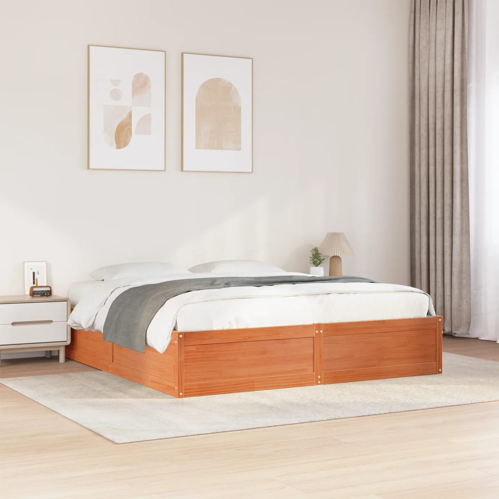 Massivholzbett ohne Matratze Weiß 200x200 cm Kiefernholz