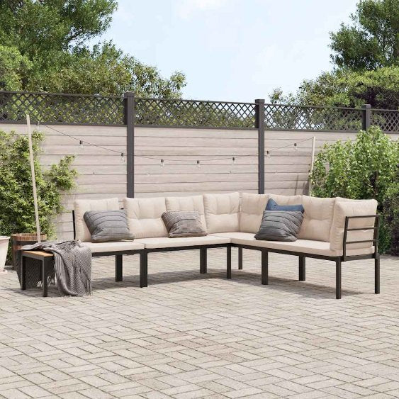 Gartenbank-Set 5-tlg. Schwarz Pulverbeschichteter Stahl
