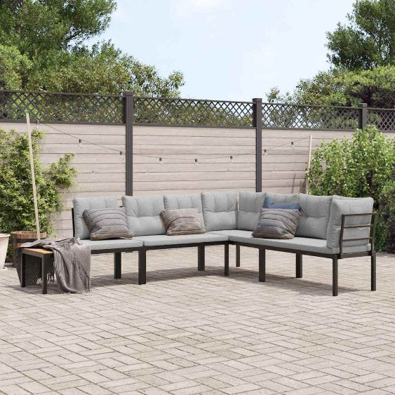 Gartenbank-Set 5-tlg. Schwarz Pulverbeschichteter Stahl