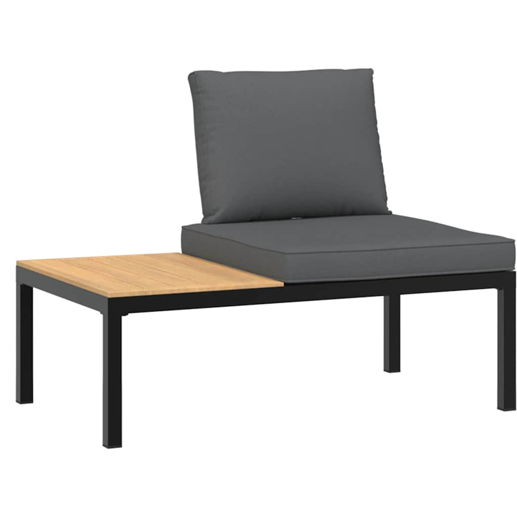 3-tlg. Garten-Sofagarnitur mit Kissen Schwarz Aluminium