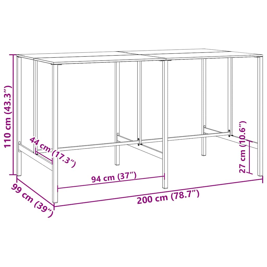 9-tlg. Gartenbar-Set Schwarz Pulverbeschichteter Stahl