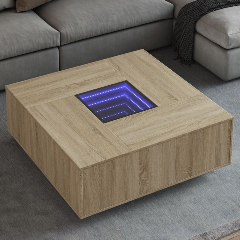 vidaXL Couchtisch mit Infinity-LED Weiß 100x100x40 cm