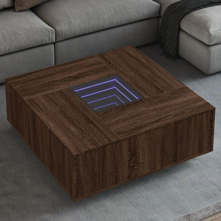 vidaXL Couchtisch mit Infinity-LED Weiß 100x100x40 cm