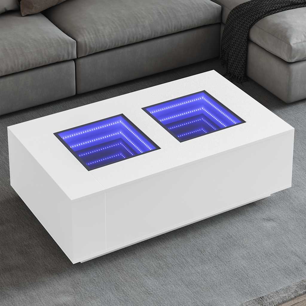 vidaXL Couchtisch mit Infinity-LED Weiß 100x100x40 cm
