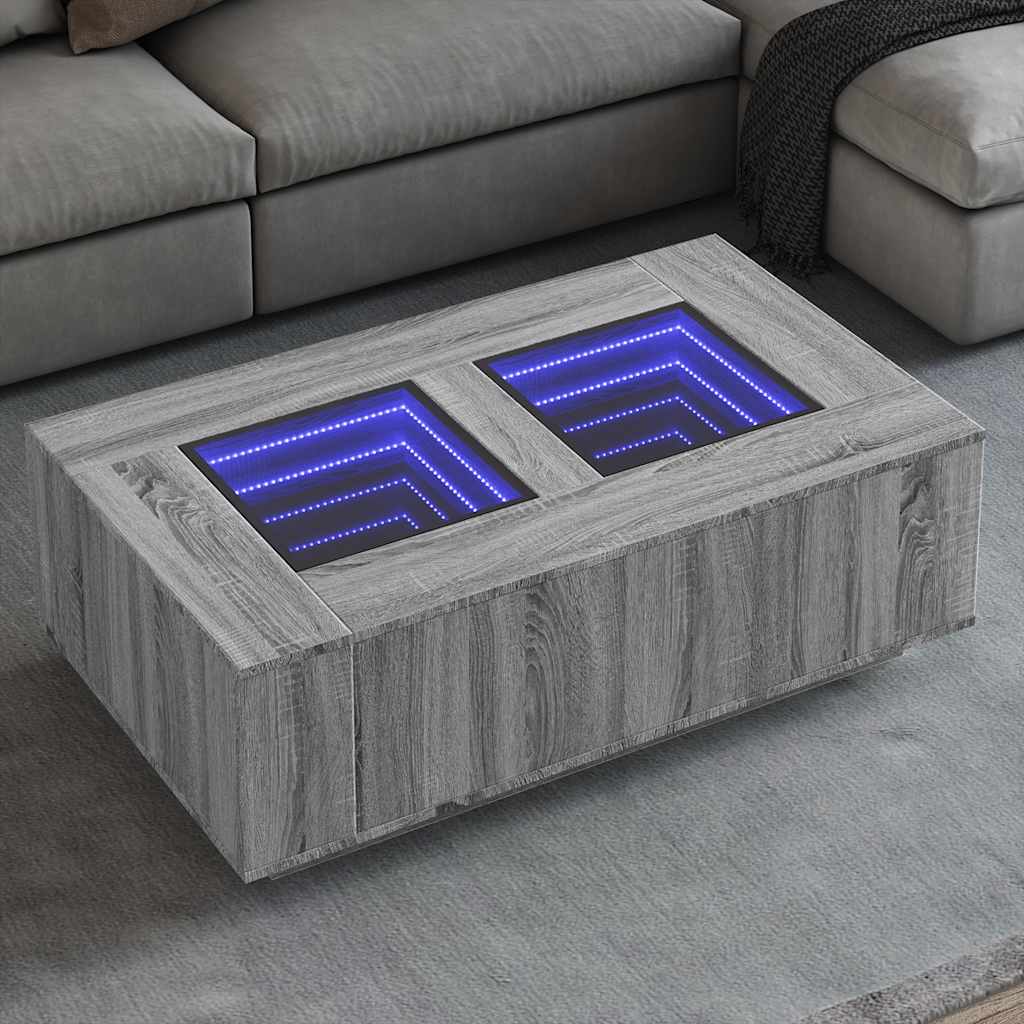 vidaXL Couchtisch mit Infinity-LED Weiß 100x100x40 cm