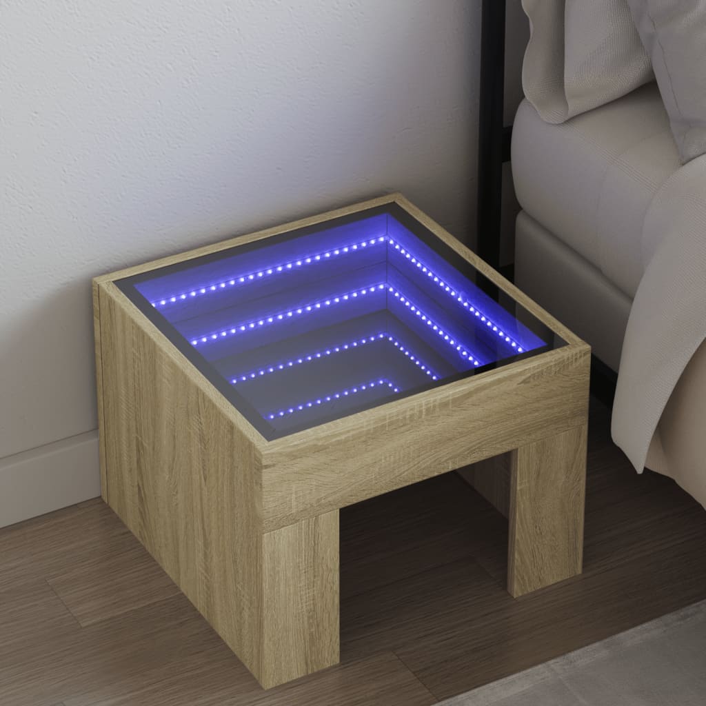 vidaXL Nachttisch mit Infinity-LED Weiß 40x40x30 cm