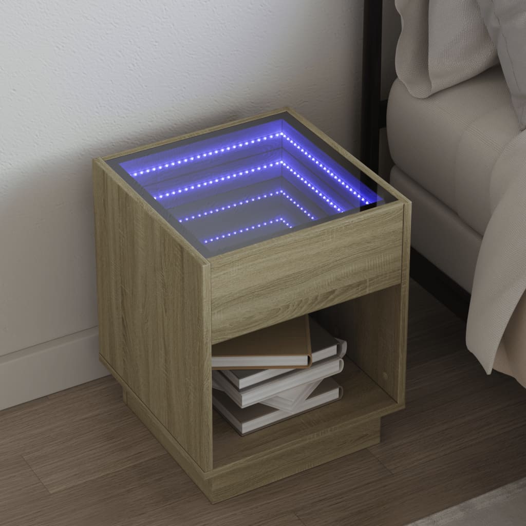 vidaXL Nachttisch mit Infinity-LED Weiß 40x40x50 cm