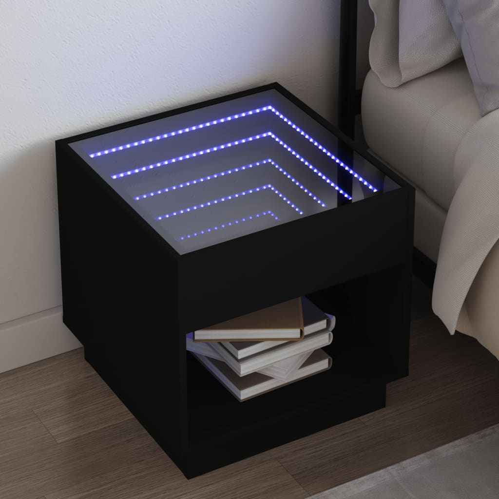 vidaXL Nachttisch mit Infinity-LED Weiß 40x40x50 cm