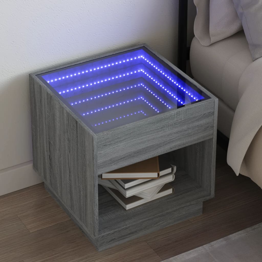 vidaXL Nachttisch mit Infinity-LED Weiß 40x40x50 cm