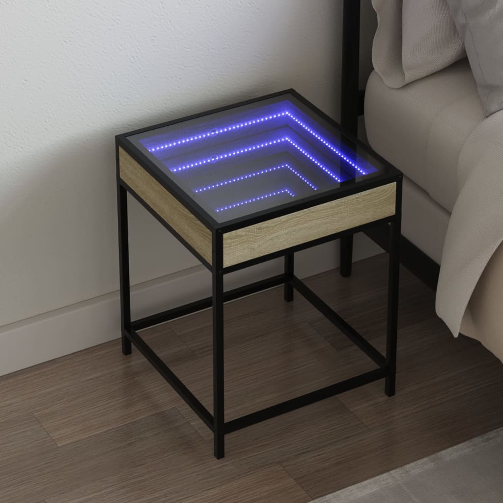vidaXL Nachttisch mit Infinity-LED Schwarz 40x40x51 cm