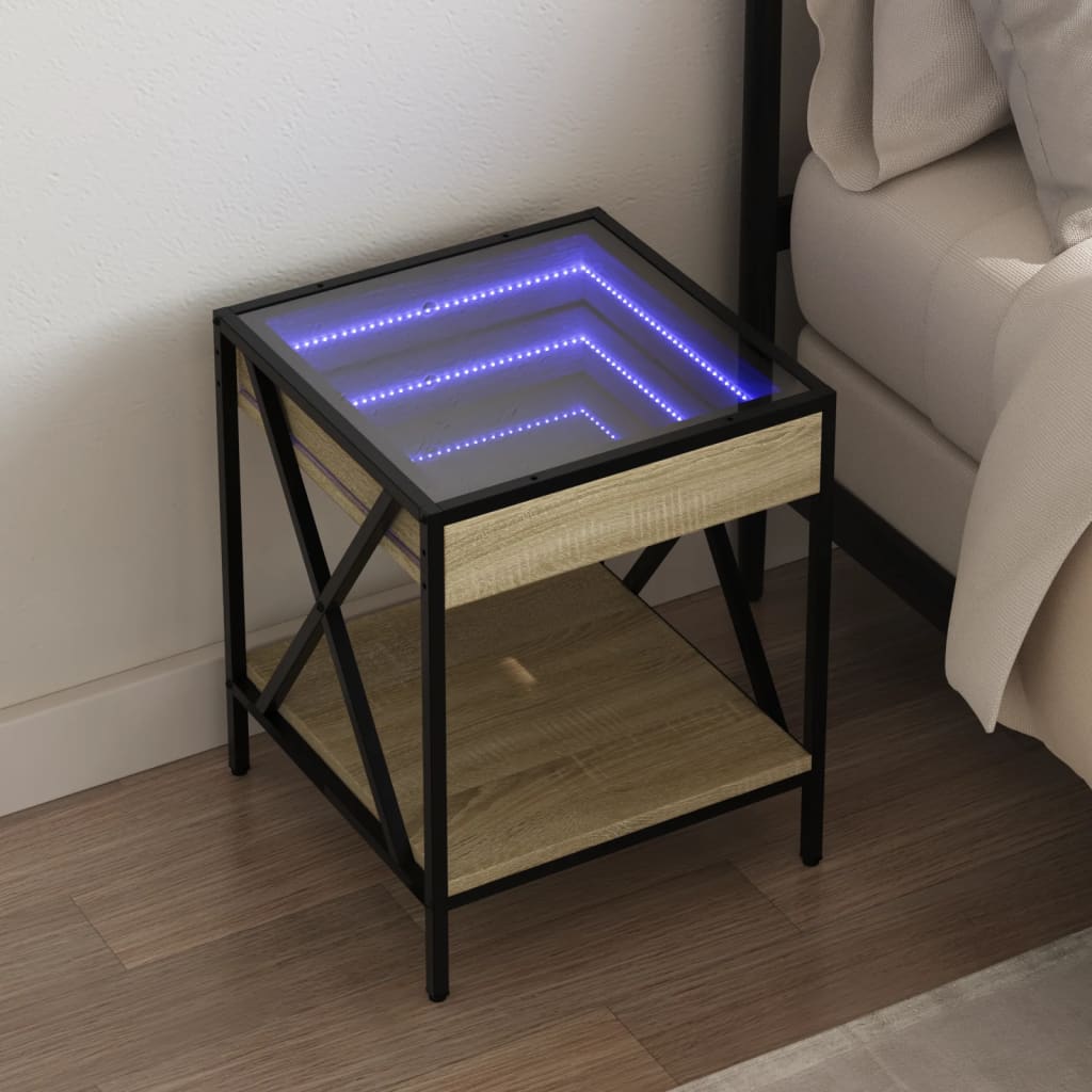 vidaXL Nachttisch mit Infinity-LED Schwarz 40x40x49 cm