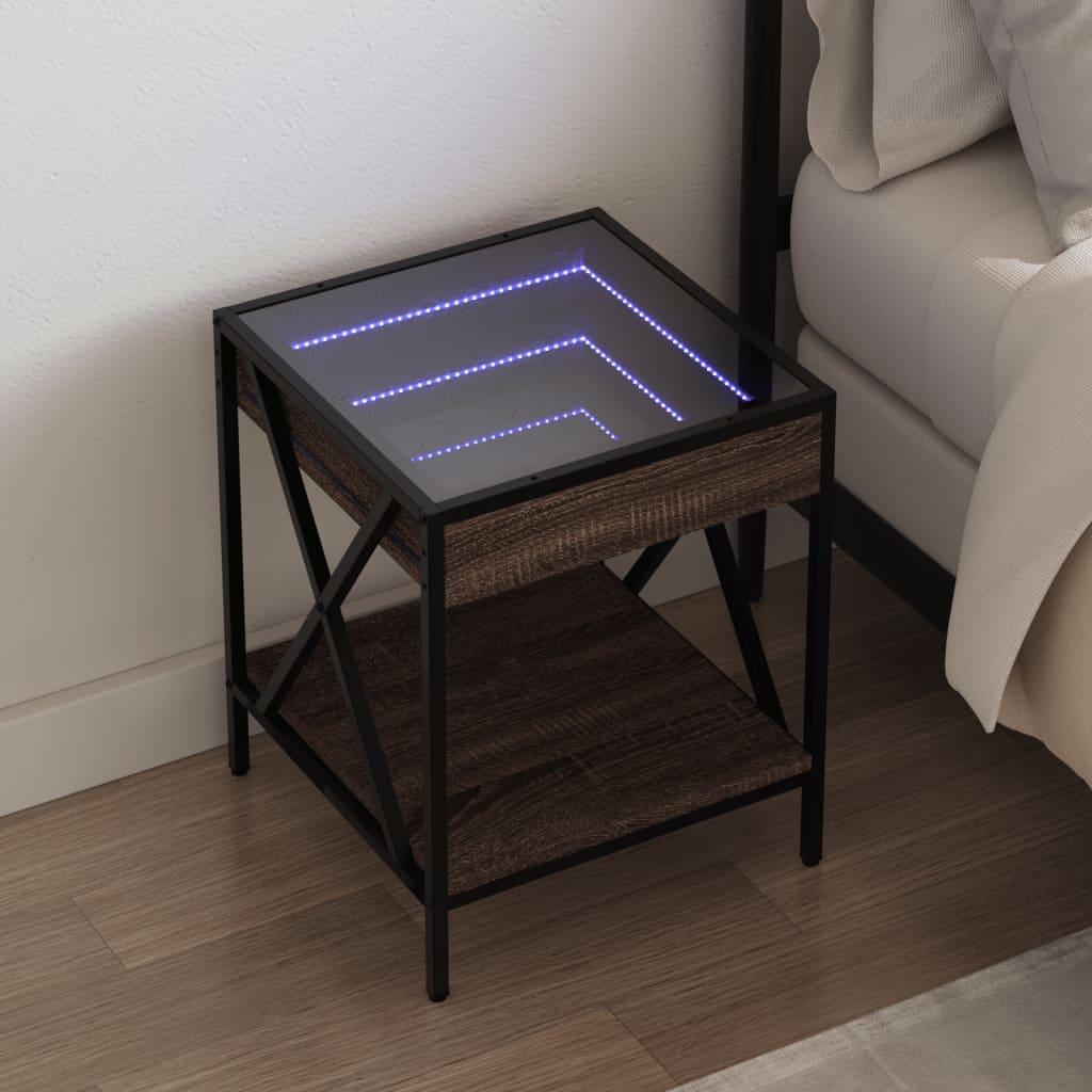 vidaXL Nachttisch mit Infinity-LED Schwarz 40x40x49 cm