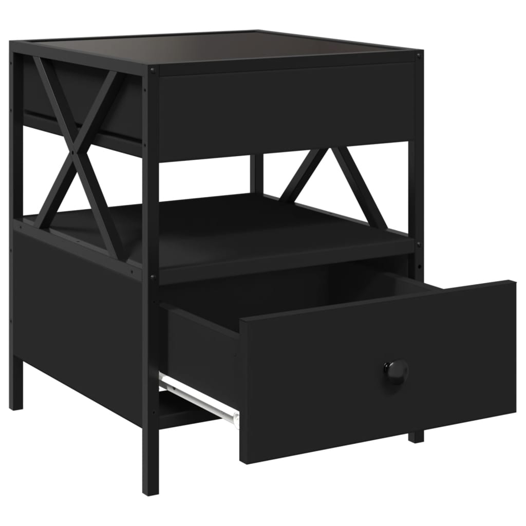 vidaXL Nachttisch mit Infinity-LED Schwarz 40x40x51 cm