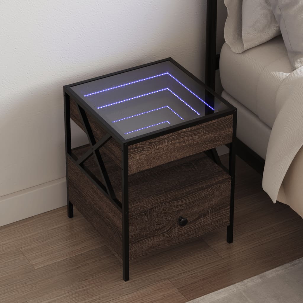 vidaXL Nachttisch mit Infinity-LED Schwarz 40x40x51 cm